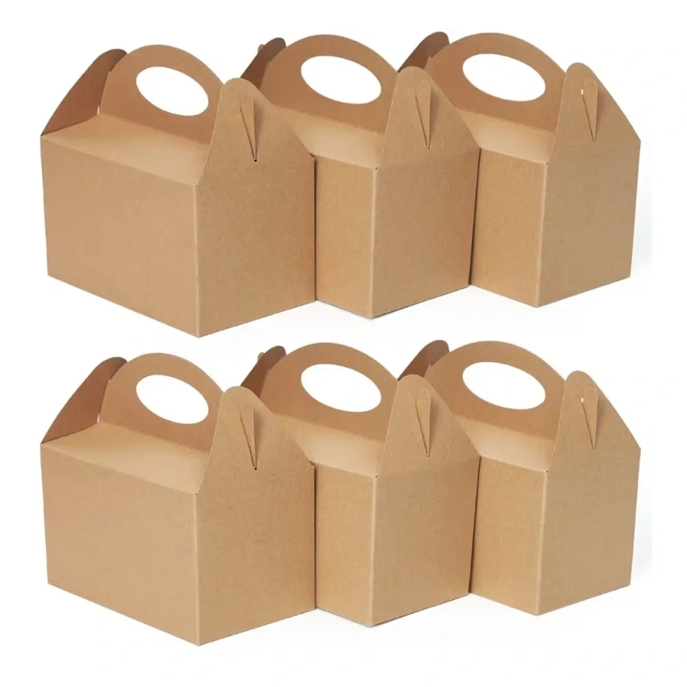 Kraft Brown Party Favor Boxes with Handles